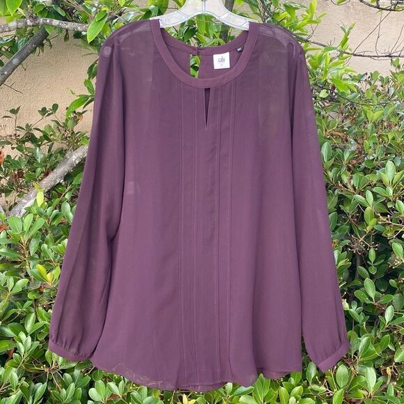 CABI Entice Long Sleeve Blouse Plum Style 3092 Size Large. VGUC! - Picture 2 of 7